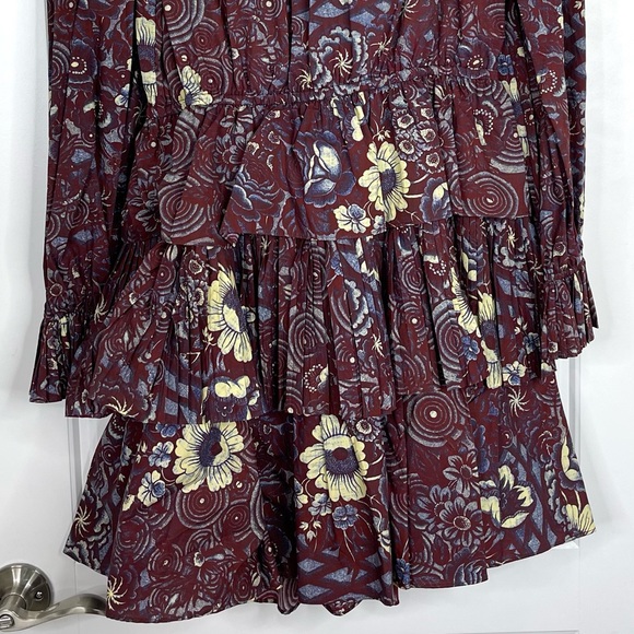 ULLA JOHNSON Lola Floral Cotton Ruffle Mini Dress NEW Heliotrope Size 8 - Picture 10 of 16